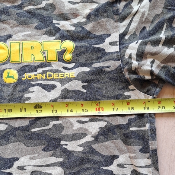 John Deere Gray Green Yellow Camo Tee Short Sleeve 100% Cotton Causal T-Shirt - Picture 6 of 6